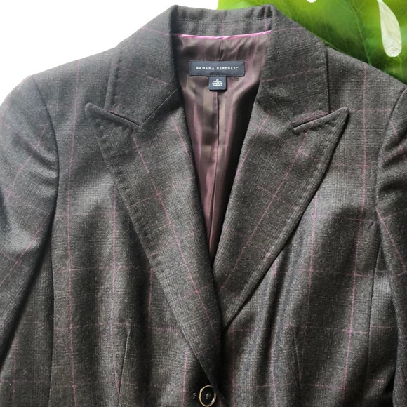 Banana Republic Wool Blazer Sz. 4 Brow Pink Lined - Picture 2 of 8